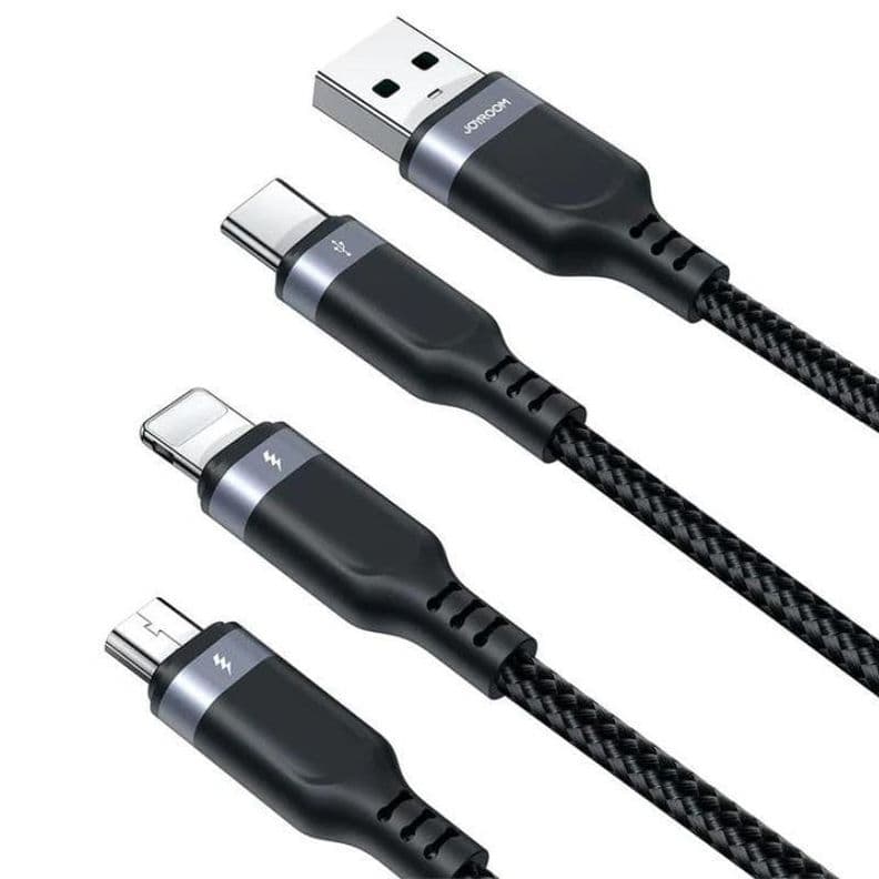 Cable 3 en 1 USB-A a Lightning / USB-C / Micro USB 3.5A Carga Rapida 1.2 m (Negro) - JOYROOM