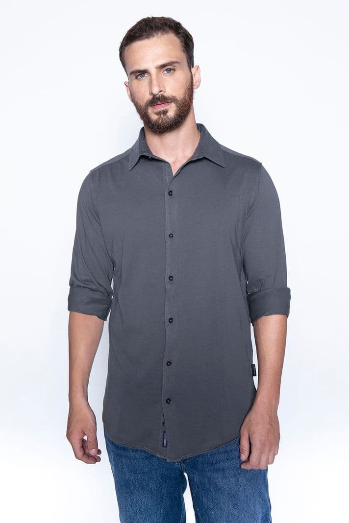 Camisa Jersey Garment Dyed F Metal Gris L