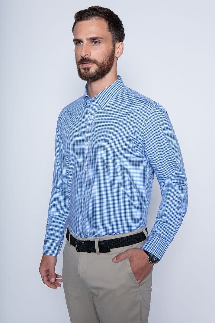Camisa Cuadro Dublin Sm Sky Celeste XL