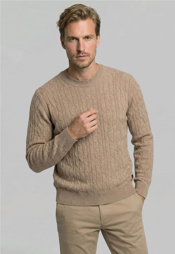 Sweater Leicester Camel Melange Beige L