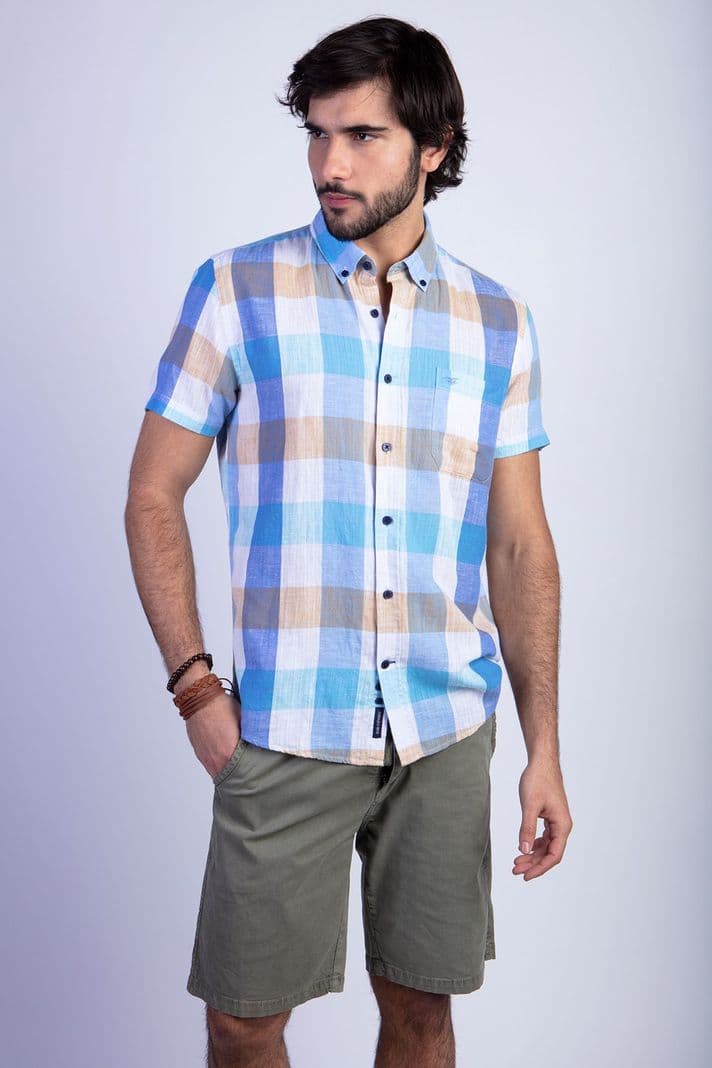 Camisa Cuadro Color F Blue Azul S