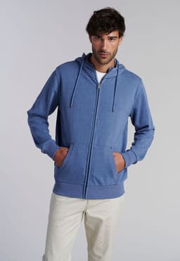 Poleron Basico Massachussets Lt Blue Melange Azul S