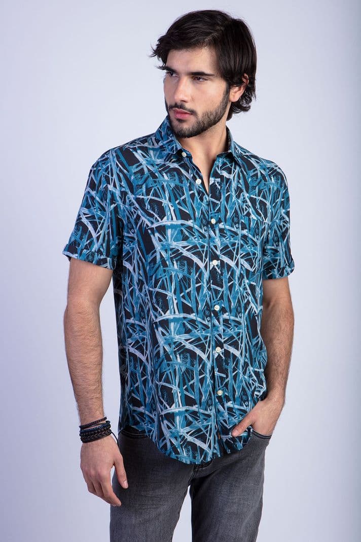 Camisa Estampada Bamboo Fj Blue Azul XXL