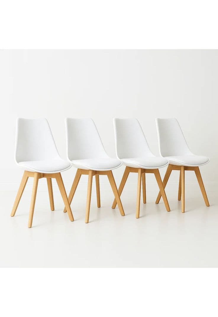 Pack de 4 Sillas Tulip Acolchadas Blancas Blanco