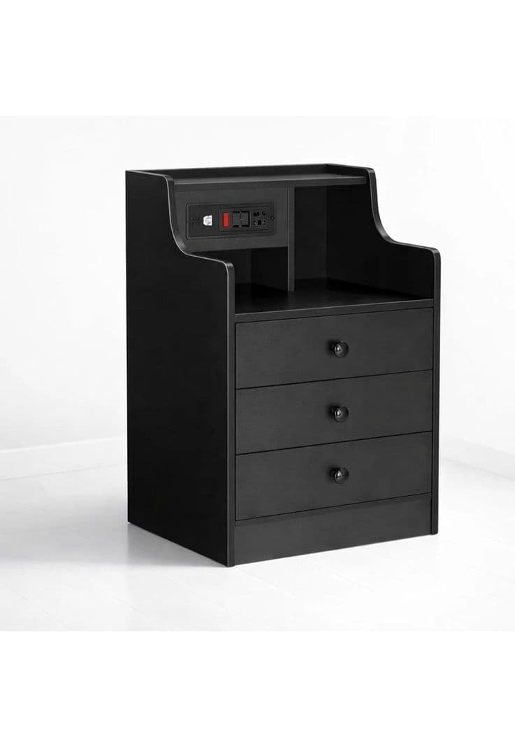 Velador Urbano Smart con Enchufe Integrado Negro de 3 Cajones