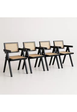 Pack de 4 sillas Chandigarh de madera - Negras Negro