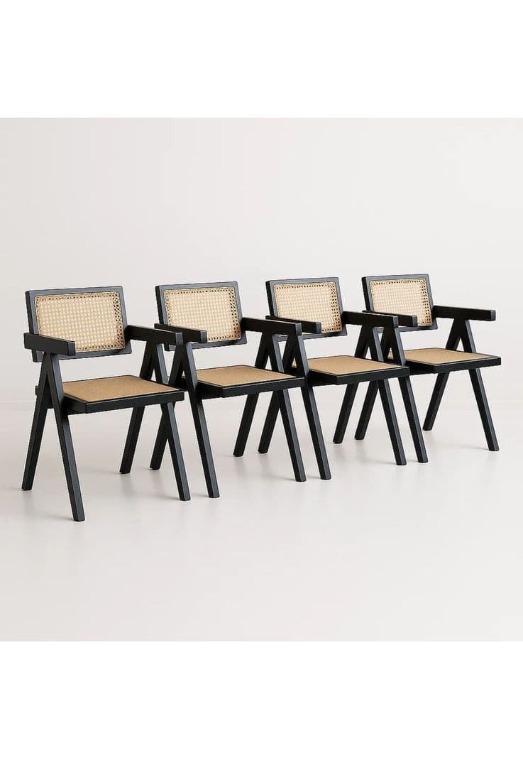 Pack de 4 sillas Chandigarh de madera - Negras Negro