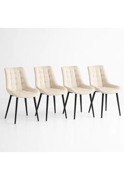 Pack de 4 Sillas de Comedor Macron Acolchada Terciopelo - Beige