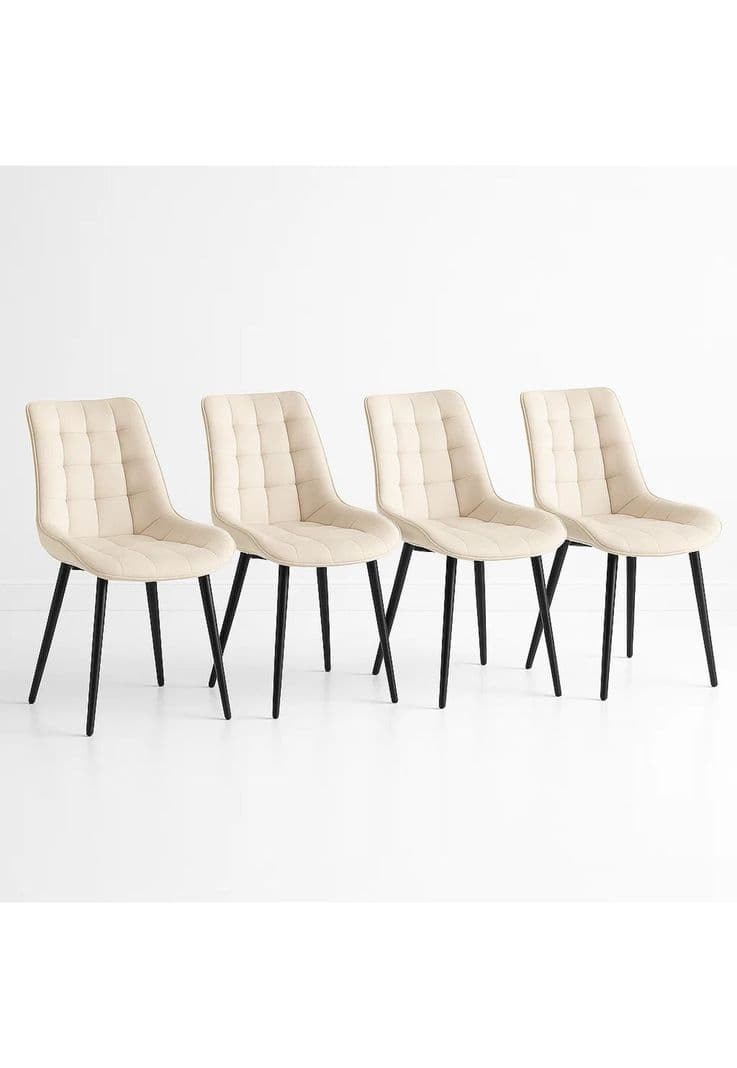 Pack de 4 Sillas de Comedor Macron Acolchada Terciopelo - Beige