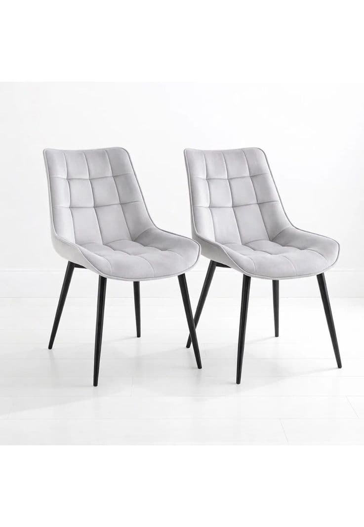 Pack de 2 Sillas de Comedor Macron Acolchada Terciopelo - Gris