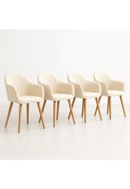 Pack de 4 Butacas Sitial Poltrona Diamante Terciopelo Acolchado - Beige