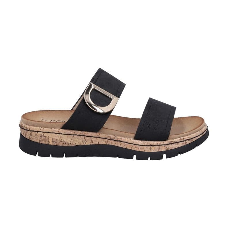 Sandalia Mujer Negro Plataforma Kathe Police CL 35