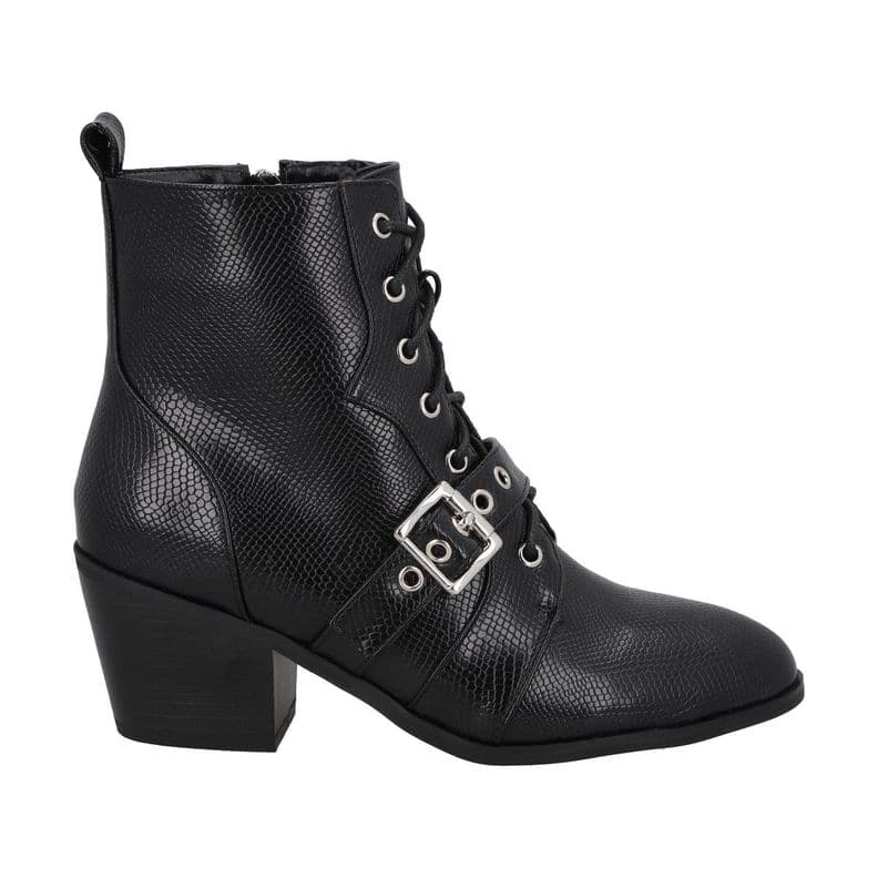 Botin Mujer Negro Taco Medio Lezzard Police 38