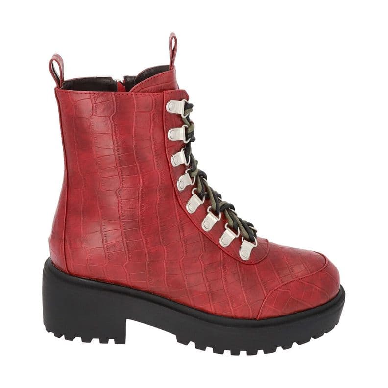 Botin Rojo Mujer Plataforma London 46 Police 35