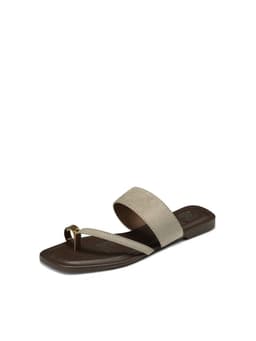 Sandalia tipo Chala PU Textil Mujer Plano Weide HY25 Cafe Claro CL 37