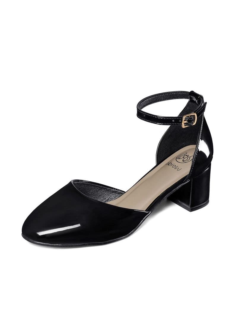 Zapatos Taco PU Acharolado Mujer Cuadrado Weide GH225 Negro CL 36