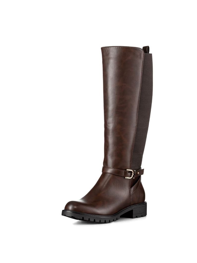 Bota Casual Mujer Vintage Moda Eco Cuero Comodo Weide QBM13 Cafe CL 35