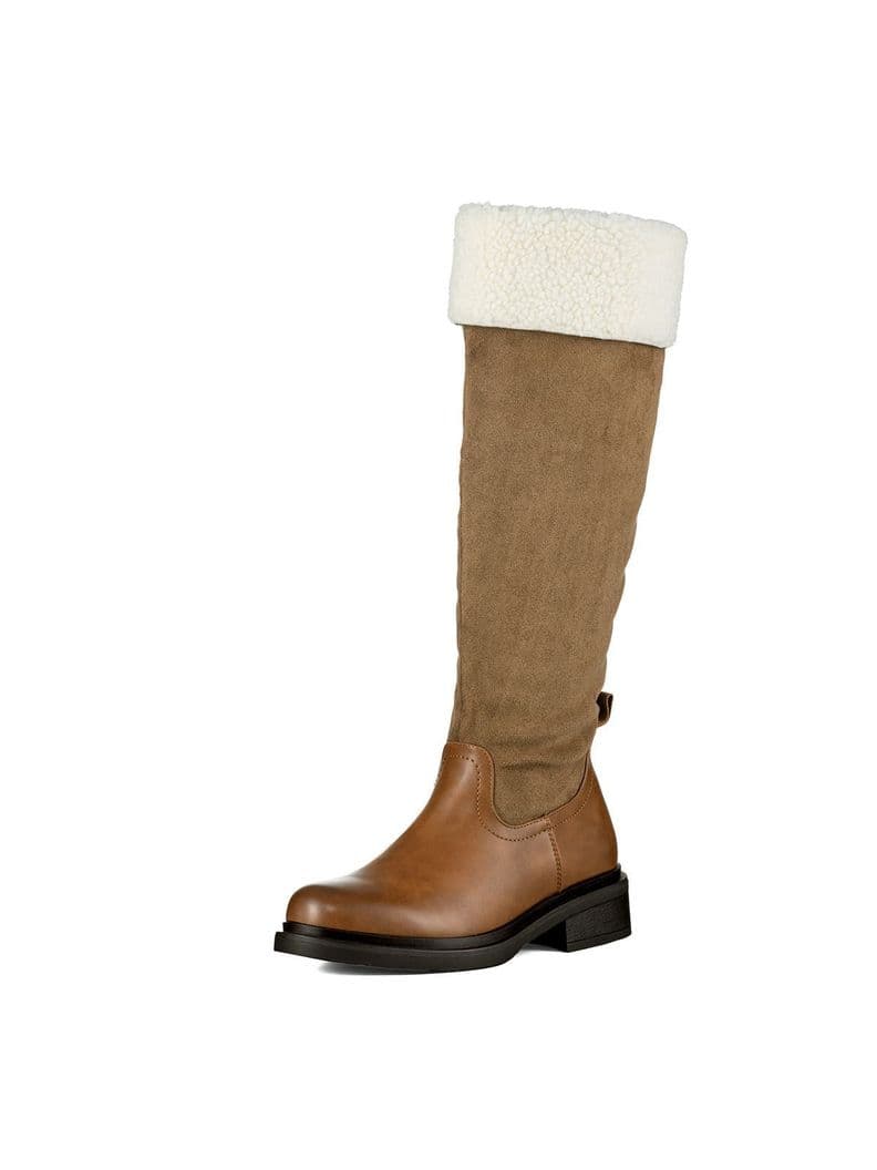 Bota Larga Mujer Moda Gamuza Con Felpa Vintage Weide CZY601 Beige CL 37