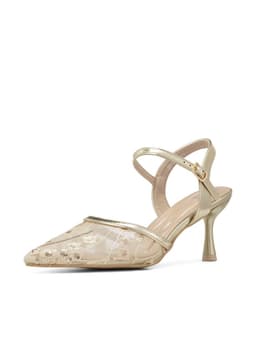 Zapatos Taco Malla PU Mujer Aguja Weide QIU527 Dorado CL 38