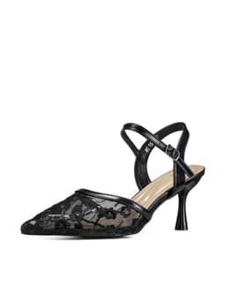 Zapatos Taco Malla PU Mujer Aguja Weide QIU527 Negro CL 39