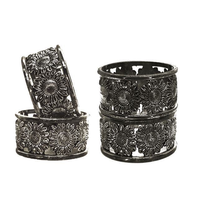 Jgo Servilletero Decorativo Brazaletes Silver 4Pzs Plata