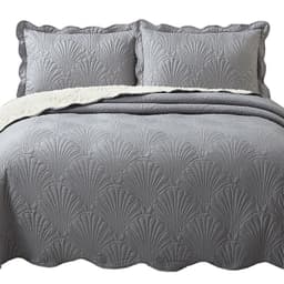 Quilt Sherpa 2 Plazas Paris Liso Gris