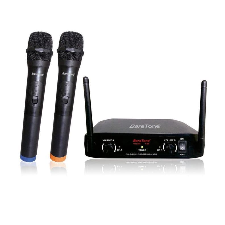 MICROFONO INALAMBRICO DE MANO DOBLE PROFESIONAL BARETONE Negro