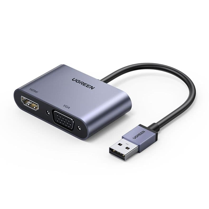 CONVERTIDOR DE VIDEO USB-A 3.0 M / HDMI H/ VGA H 1080P MAX ALUMINIO UGREEN CM449