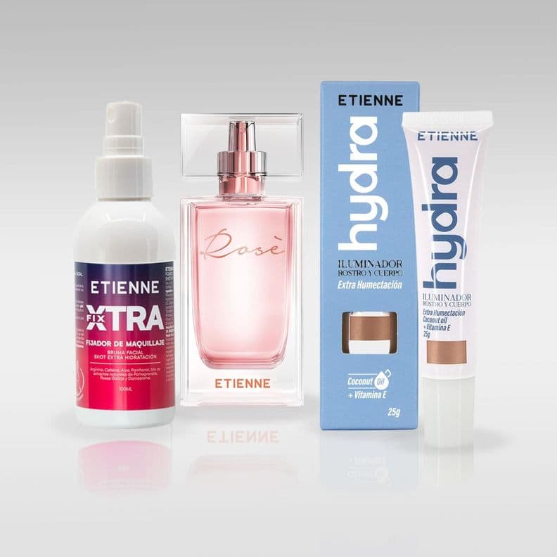 Set Etienne Rose Glow Perfume + Fijador + Iluminador