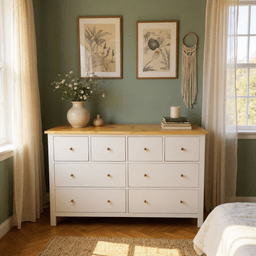 COMODA "NORKA" 150 ANCHO - MUEBLES LORELEY Natura/Blanco
