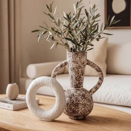 Set decorativo de jarron y figura de ceramica Kora Origenes Blanco