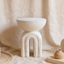 Mesa lateral organica estilo Wabi Sabi Blanco