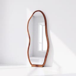 Espejo decorativo irregular de cuerpo entero de madera color nogal 170x70 cm Cafe