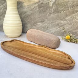 Bandeja de madera de acacia rustica irregular para coctel y decoracion Cafe