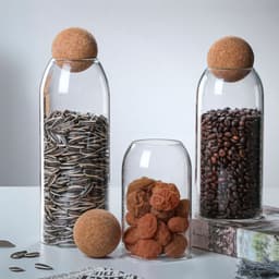 Frasco de vidrio con tapa de corcho de 500 ml Cafe