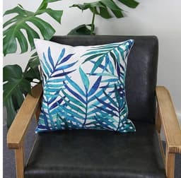 Funda de Coj n 45x45 cm Hojas Tropicales Verde Azulado