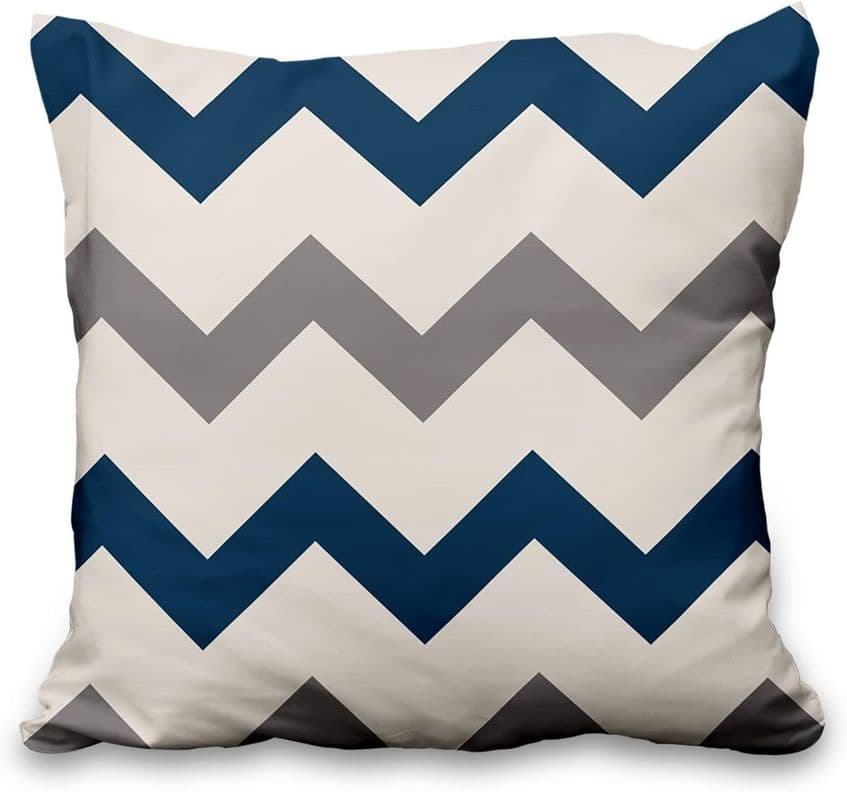 Pack 3 Fundas de Cojin Geometrica Zigzag Azul Gris 45x45 cm