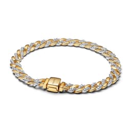 Brazalete de Cadena Cubana de Dos Tonos en Pave Dorado 20