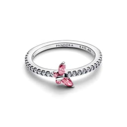 Anillo Mariposa Resplandeciente Rosado Plata 50