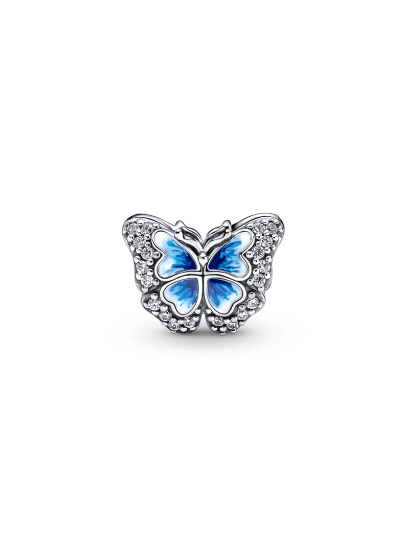 Charm Mariposa Azul Reluciente Plata