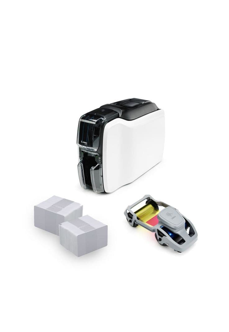 Impresora de Credenciales Zebra ZC100 + 200 Tarjetas + Cinta Blanco