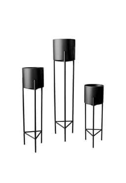 Macetero Pedestal Negro Set de 3 Piezas