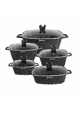 Juego de Ollas Granito 10 Piezas Antiadherente Premium Negr Negro