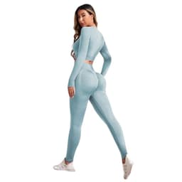 Conjunto Push Up Manga Larga Tiro Alto Celeste XS