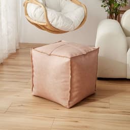 Pouf de ecocuero 45x45cm Rosado Pastel