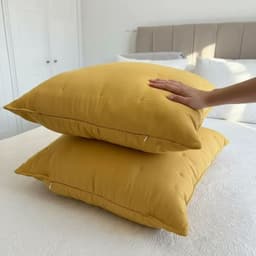 Set De 2 Cojines Bordados 6060 Cm Algodon Mostaza