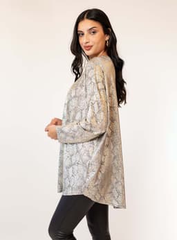 Sweater Maxi Daniela Plateado Natalia Seguel Plateado Metalico