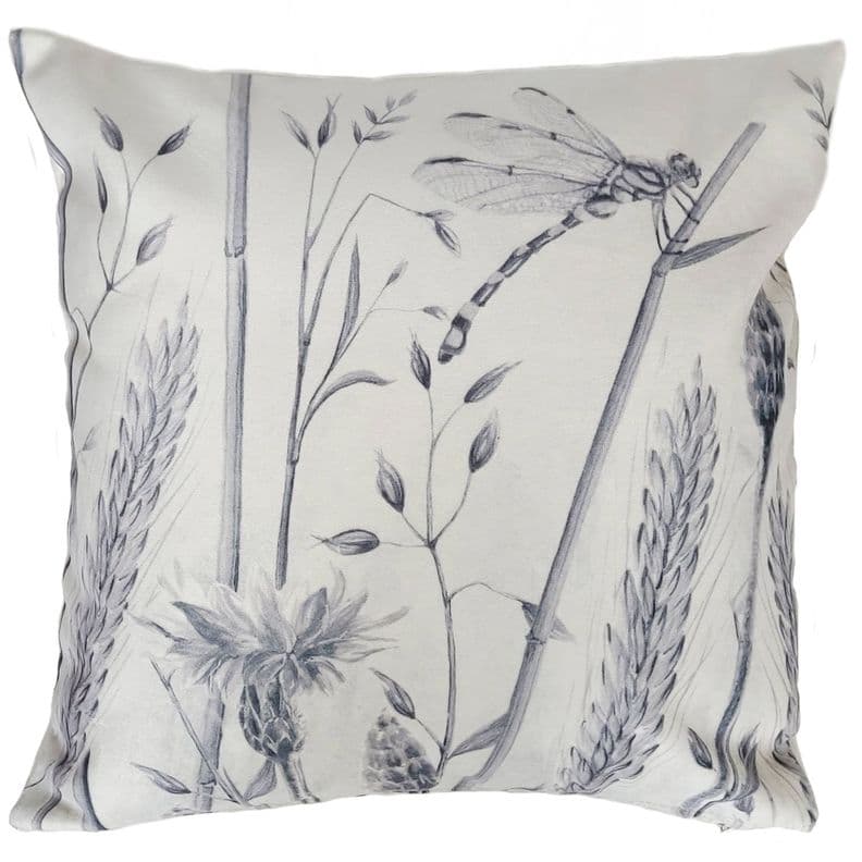 FUNDA COJIN VELVET ESPIGAS Y LIBELULA 45X45 Diseno 1