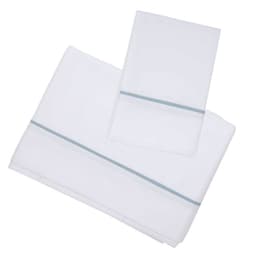 Juego Sabanas Vivo Celeste 1,5 Plazas Blanco
