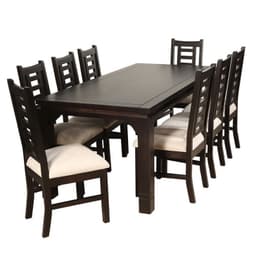 Juego Comedor Pascal 8 sillas Madera color Chocolate 92x200cm Cafe Oscuro